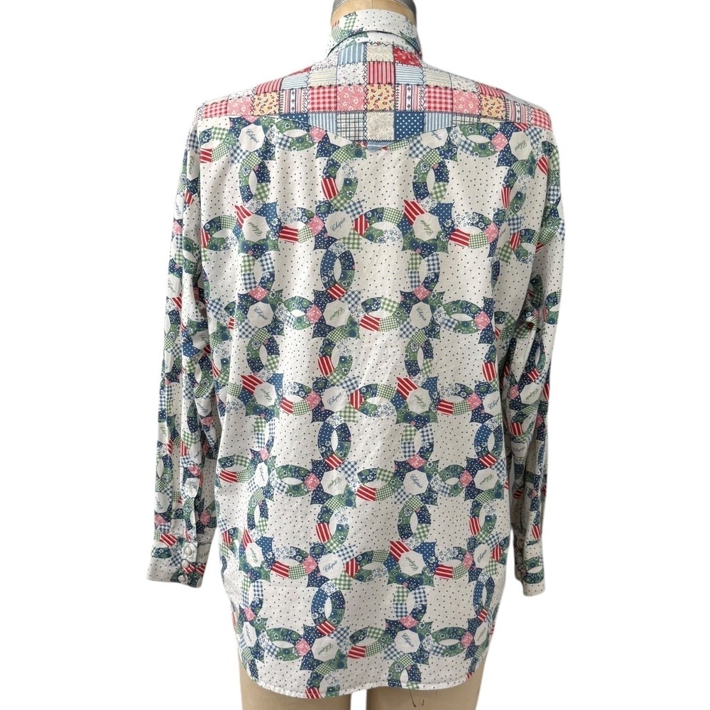 Vintage Chipie Westerner Quilted Patchwork Print Shirt Mens Long Sleeve Snap - Picture 6 of 8